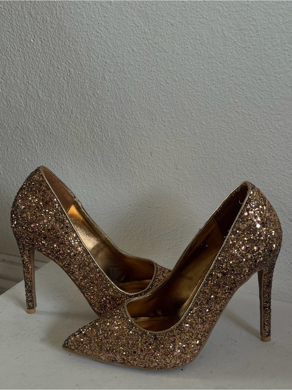 Gold Glitter Heels